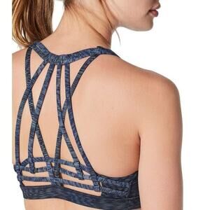 Lululemon Slide With Me‎ Linear Flux Battleship Sport Bra Size 4